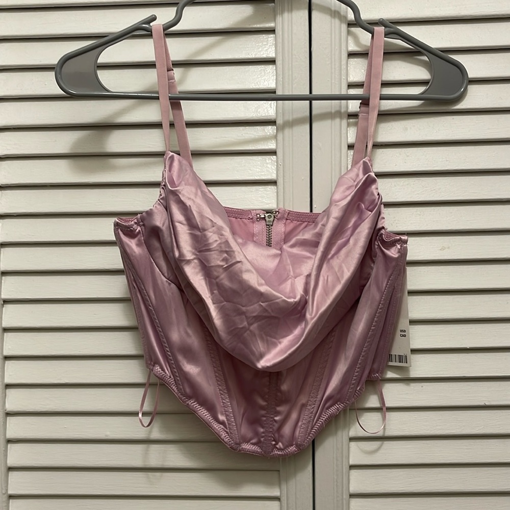 urban outfitters silk cowl-front corset